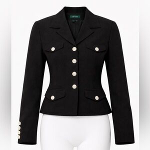 Lauren Ralph Lauren Black 100% Silk Blazer Jacket Single Breast Sz 12 work